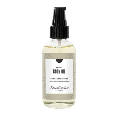 Edens Garden Vanilla Sandalwood Bath & Body Oil – Luxury Aromatherapy Blend with Pure Essential Oils & Vitamin E for Smooth, Hydrated Skin – After Shower Moisturizer for Women & Men, 2 fl oz (59 ml)