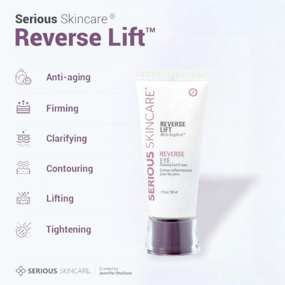 Serious Skincare - Reverse Lift Eye Cream Moisturizer with Peptides - Skin Firming Wrinkle Formula - Temporarily Lift & Firm Eye Lids and Eye Area – Women, Men - 1 Fl. Oz.