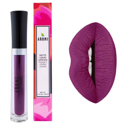 Aromi Violet Plum Liquid Lipstick, Dark Purple Lip Color, Vegan and Cruelty-free, Long-lasting and Smudge Proof Lipstick, Handmade (Vamptastic Plum)