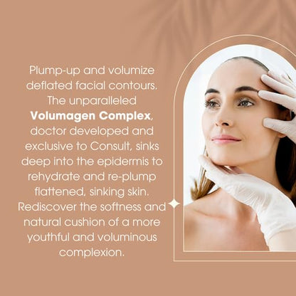 Consult Beaute Volumagen - Collagen Eye Cream - Hydrating - Plumping - Targets Deep Under Eye Hollows - Visibly Smoothen Lines & Wrinkles - Micronized Hyaluronic Acid - Caffeine - 0.5 oz
