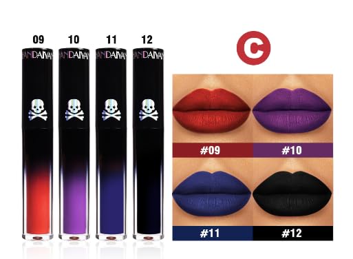 R.Y.M 4Pcs Gothic Style Lipstick Kit, Stay Moisturizing, Gothic