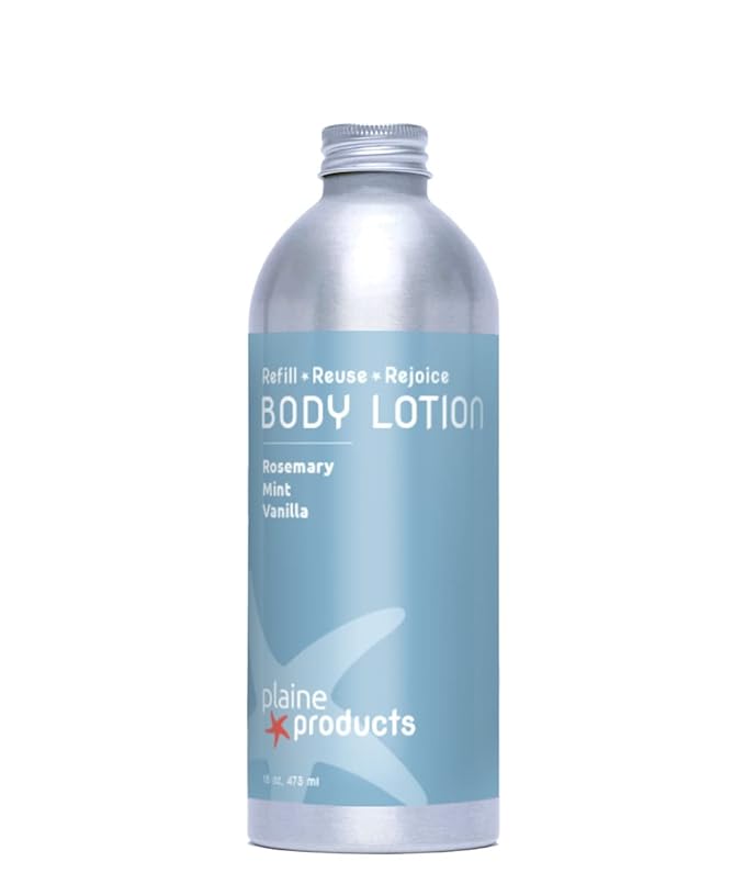 Plaine Products Eco-Friendly Body Lotion - Rosemary, Mint, Vanilla - Sensitive Skin, 16 oz (Refill Bottle)