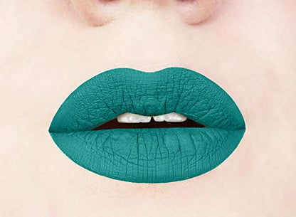 Aromi Teal Matte Liquid Lipstick - Turquoise, Blue Green Lip Color, Vegan and Cruelty-free Makeup, Waterproof, Long-lasting (Mermaid Vibes)