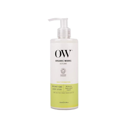 Organic Works Daily Hydration Hand and Body Lotion - Enriched with Vitamin E and C, Shea Butter Lotion for All Skin Types - Bergamot - 10.14 oz