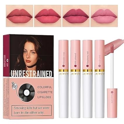 4 Colors Matte Cigarete Lipstick Set，24-Hour Long Lasting Waterproof Matte Lipstick Tube Sexy Nude Lady Lipstick lip gloss (1#)