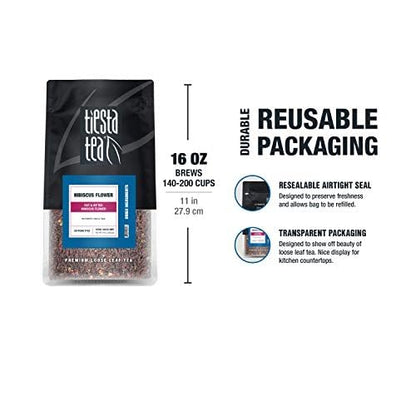 Tiesta Tea - 3lb Hibiscus Flowers | Cut & Sifted Loose Tea | 3lb |1360g, Bulk Resealable Bag | Raw Hibiscus Flower, Agua Fresca, Flor de Jamaica, Baked Goods, Dressings, Jams, Soaps & More | 3-Pack