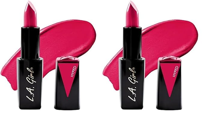 L.A. Girl Lip Attraction Lipstick, Hyped, 0.11 oz,GLC584 (Pack of 2)