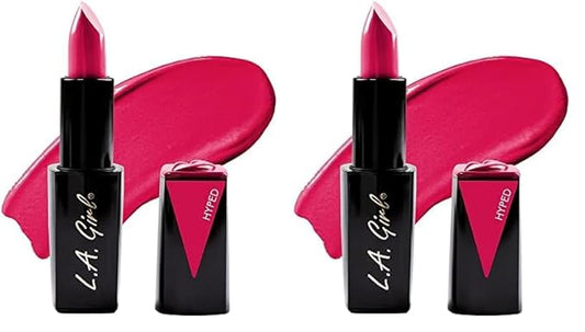 L.A. Girl Lip Attraction Lipstick, Hyped, 0.11 oz,GLC584 (Pack of 2)