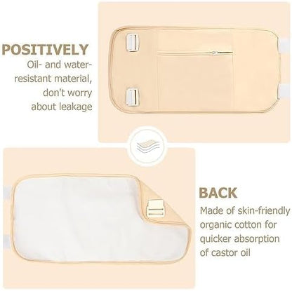 Castor Oil Pack, 8-Piece Reusable Organic Castor Oil Pack Kit, Suitable for Chest, Neck, Waist, Back, and Knees, Customizable Pressure Sticker Flexible Tape, Machine Washable