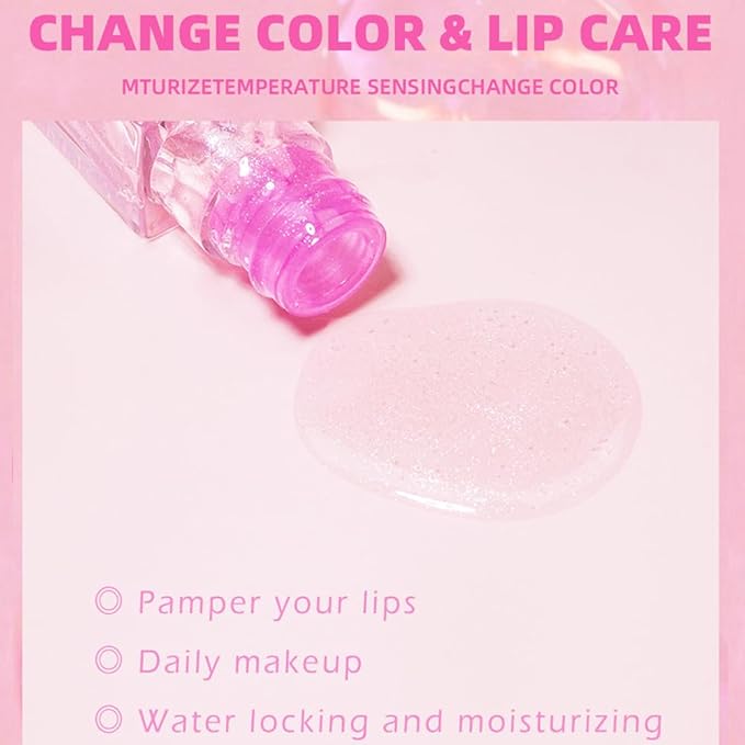 Magic Color Changing Lip Oil, Moisturizing Color Changing Lip Gloss, Nourishing Repairing Lip Glow Oil Non-Sticky Primer Lip Tint Fresh Clear Lip Care,1 PC