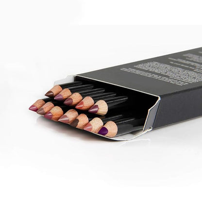 Slim Lip Pencil, Lip Liner and Lipstick Set Kit, Lip Liner Pens Set,12pcs set NICEFACE Waterproof Long lasting Lip Liner Pencil Lipliner Pen Makeup