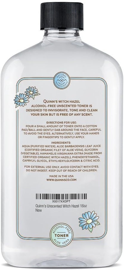 Quinn’s Alcohol Free Witch Hazel with Aloe Vera 16 Ounce (Unscented)