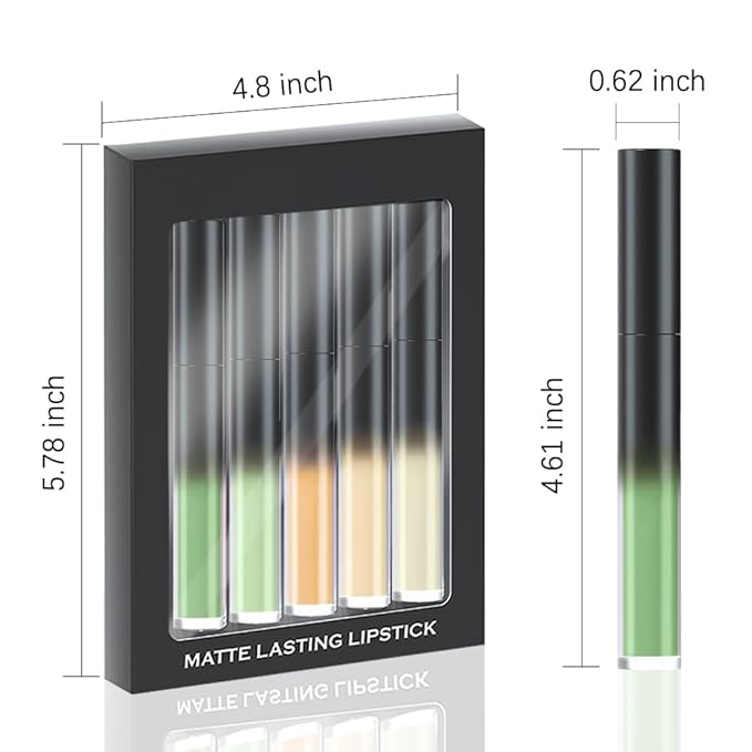 evpct 5Pcs Light Neon Yellow Orange Green Matte Liquid Lipstick Lip Stain Sets for Women Matte+Lipstick Long Lasting 24 hr Hours Magic Lipstick 24 Hours original Waterproof Set04