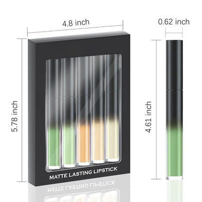 evpct 5Pcs Light Neon Yellow Orange Green Matte Liquid Lipstick Lip Stain Sets for Women Matte+Lipstick Long Lasting 24 hr Hours Magic Lipstick 24 Hours original Waterproof Set04