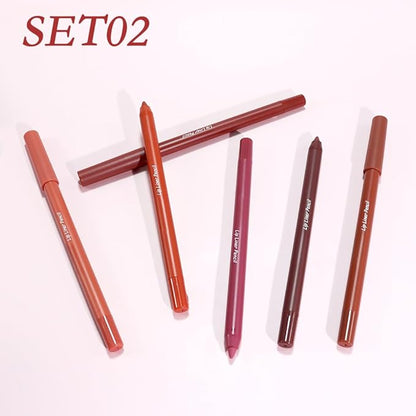 6 pcs Matte Red Lip Liner Pencil Cream Long-Lasting