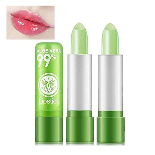 2 Pcs Aloe Vera Color Changing Lipstick,Long Lasting Changing