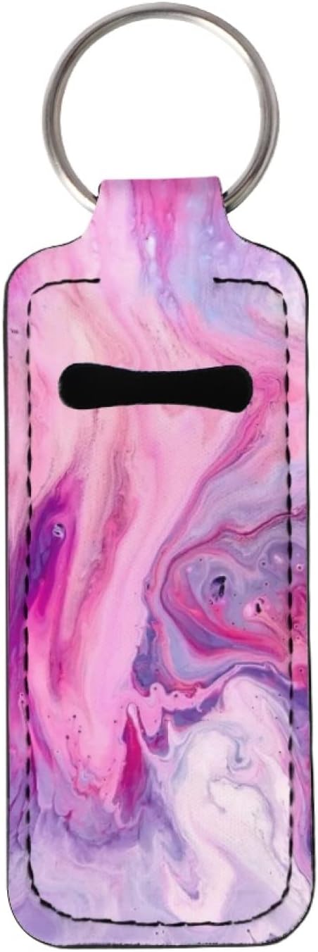 Horeset Pink Quicksand Marble Print Novelty Chapstick Holder Gloss