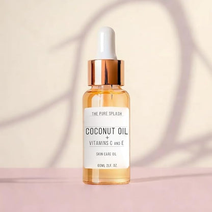 Coconut Oil with Vitamins C and E – Deep Hydration & Skin Nourishment | Lightweight, Non-Greasy Formula for Face, Body & Hair | 60ml