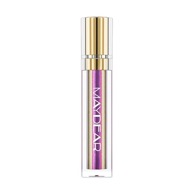 Maydear Chameleon Lipstick, High Pigmented Purple Lipstick for Women Metallic Shine Lip Gloss, Full-Coverage Multichrome Lipstick Long Lasting Rainbow Lip Makeup, Gloden Plum(09)