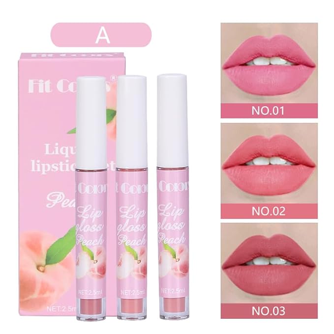 AKARY 3Pcs Fruit Matte Lipstick Set, Liquid Velvety Long