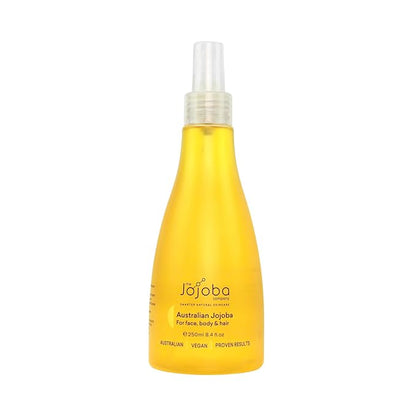 Jojoba 100% Pure Australian Oil 250ml – Cold-Pressed Natural Oil for Face, Hair & Body – Lightweight, Non-Greasy, Hypoallergenic Moisturizer – Sustainably Grown & Bottled in Australia