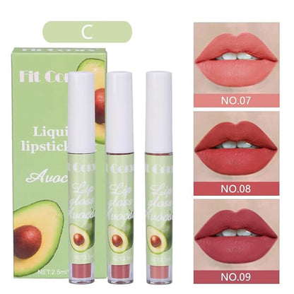 AKARY 3Pcs Fruit Matte Lipstick Set, Liquid Velvety Long