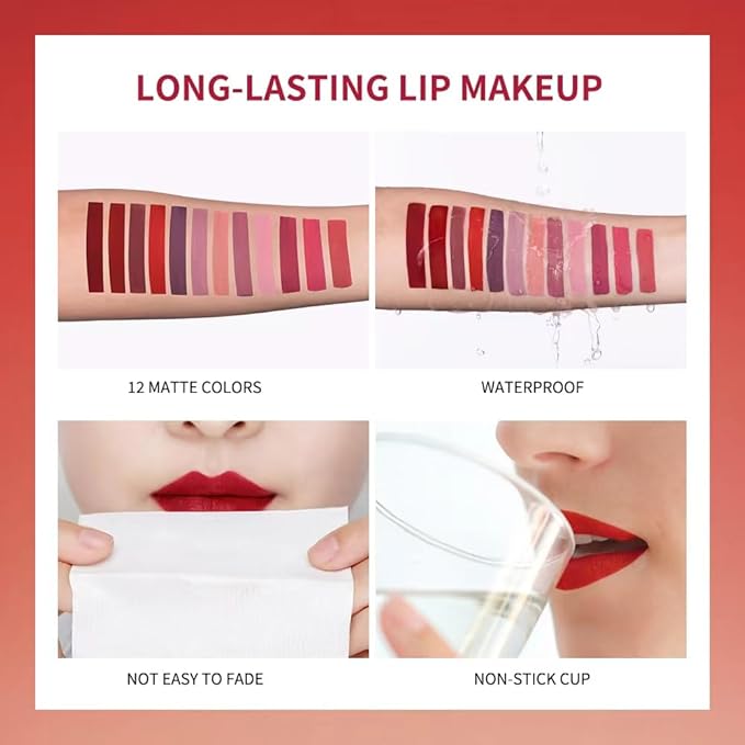 Smoke Tube Cigarette Lipstick，4 Color Lip Gloss Set, Long Lasting24 Hours Waterproof, Sweat Proof Lip Gloss, Matte Liquid Lip Makeup Cigarette Set (2#)