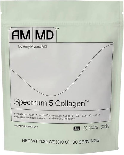 Dr Amy Myers Spectrum 5 Collagen Peptides Powder - Multi Collagen Protein Powder (Type I, II, III, V, X) - Proprietary Blends, Chicken Bone Broth, Hydrolyzed Bovine Collagen, Fish Collagen, Eggshell