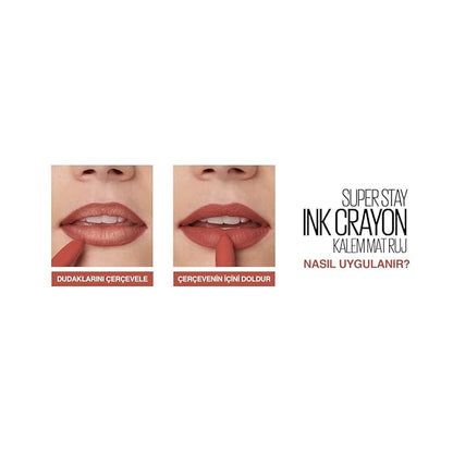 Maybelline Lipstick, Superstay Matte Ink Crayon Longlasting Red Purple Lipstick with Precision Applicator 65 Settle For More