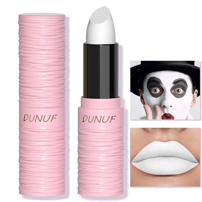 Halloween White Matte Lipstick, Clown White Lip Face Long