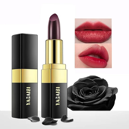 Black Color Changing Lipstick, Magic Color Changing lip balm(Black Change into Brick Red), Natural Moisturizing Lip Balm Labiales Magicos Nutritious Lazy Lipstick For Women (Black)