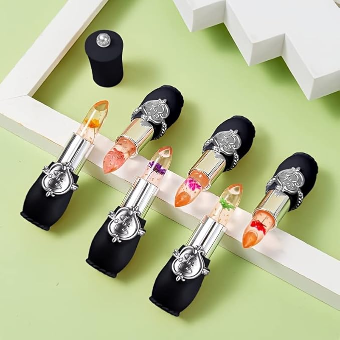 Color Changing Lipstick,Crystal Flower Lip Gloss, Color Changing Changing