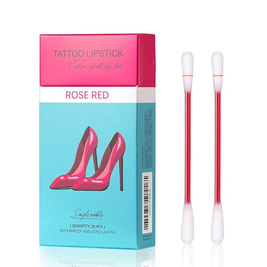 FLIPNEX 20Pcs Cotton Swab Tattoo Lipstick, Tattoo Lipstick Long