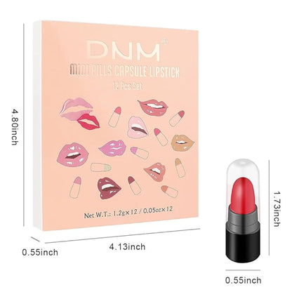 12 Capsule Pills Lipstick Mini Lip Stick Packs originales