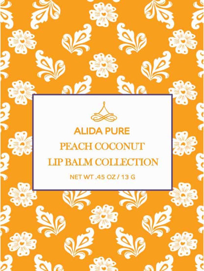 Lip Balm Collection - Peach Coconut, Vegan, Beeswax Free, Avocado Oil, Organic Jojoba Oil, Vitamin E, Moisturizer for Dry, Chapped Lips - 3 Tube Set