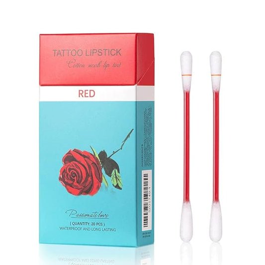 FLIPNEX 20Pcs Cotton Swab Tattoo Lipstick, Tattoo Lipstick Long