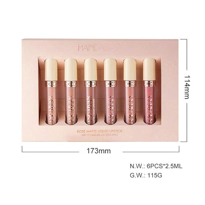 Matte Liquid Lipstick Sets, 6 Nude Colors Non-stick Gloss,