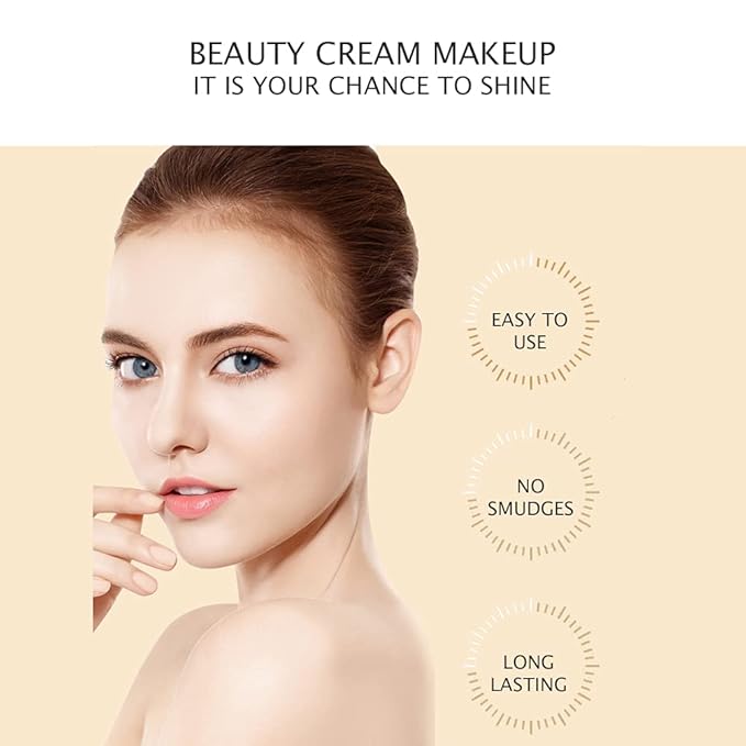 VENZEN Makeup Beauty Cream 3pcs Gift Box Carpet Flowers Colors Ivory White Foundation Powder Moisturizing Concealer Lipstick