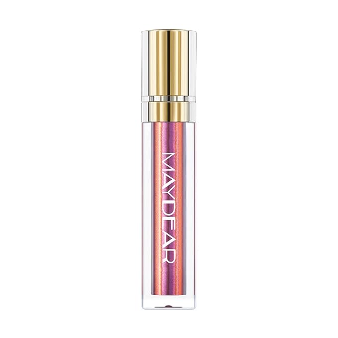 Maydear Chameleon Lipstick, High Pigmented Pink Lipstick for Women Metallic Shine Lip Gloss, Full-Coverage Multichrome Lipstick Long Lasting Rainbow Lip Makeup, Gloden Fuchsia(06)