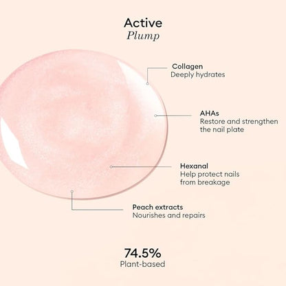 Manucurist Active Plump Nail Polish & Care - Collagen & Peach Extract - No Lamp - Nail Hydrator with Ultra-Glossy Baby Rose Shimmer for Instant Plumping Effect - Nail Volumizer - Vegan & Plant-Based