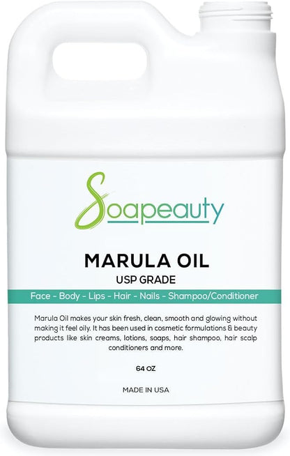 Marula Oil by Soapeauty | 100% Pure & Natural, Cold Pressed, Rich in Vitamin E & Omega Fatty Acids | Best for Skin, Hair, Face, Nails, and Soap Making | 64 fl oz