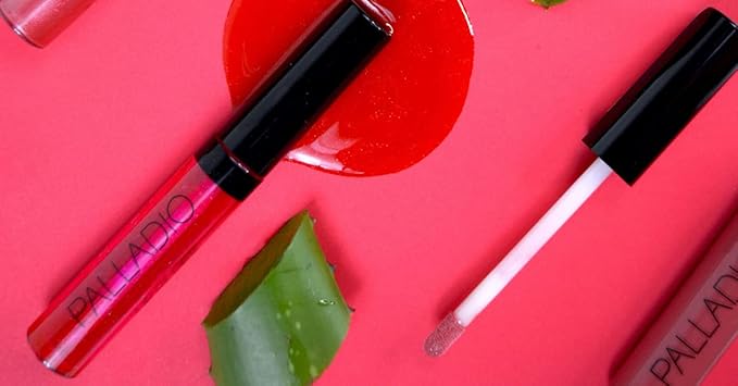Palladio Lip Gloss, Non-Sticky Lip Gloss, Contains Vitamin E and Aloe, Offers Intense Color and Moisturization, Minimizes Lip Wrinkles, Softens Lips with Beautiful Shiny Finish, Passion Pink