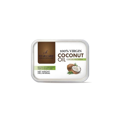 Star Care Virgin Coconut Oil (7oz/198g) Grade A Pure Natural Unrefined Fresh Moisturizing, Ideal for Dry and Cracked Skin. It can be used in Body, Hair and Face.