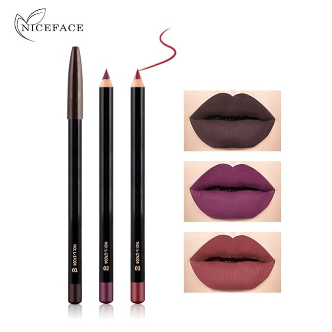 Slim Lip Pencil, Lip Liner and Lipstick Set Kit, Lip Liner Pens Set,12pcs set NICEFACE Waterproof Long lasting Lip Liner Pencil Lipliner Pen Makeup