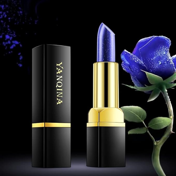 MEICOLY 2 Pcs Shimmer Blue Lipstick,Magic Color Changing Lipstick,Magic