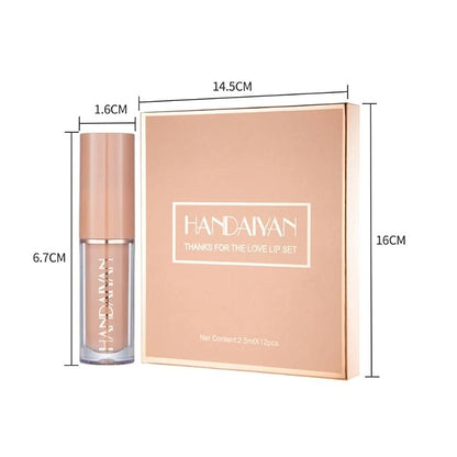 12Pcs Long-Lasting Matte Nude Lip Gloss Lipstick Lip Long-Lasting