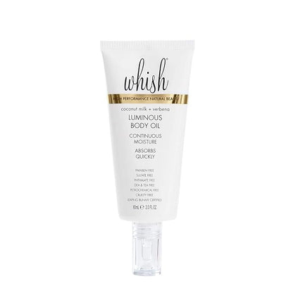 Whish Coconut Milk + Verbena Luminous Body Oil - Moisturizing Scented Body Oil with Peptides - Quick-Drying - Soothes & Firms Skin - 2 fl oz