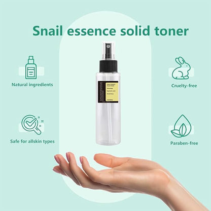 Snail Face Essence Solid Toner Spray, Fast Absorption Moisturizing Essence, Replenish Water Shrink Pore Anti-Wrinkles, Intensively Nourishment Smoothing Refreshing; 100ml/3.38 fl.oz (Snail)