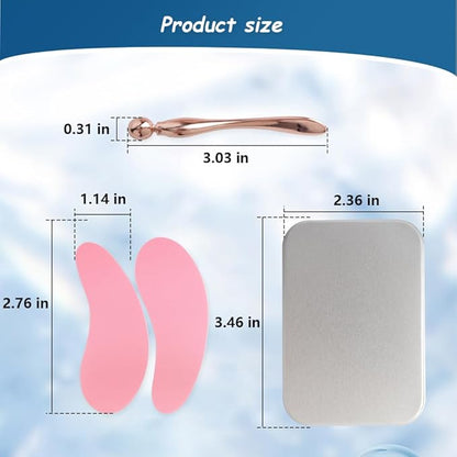 Reusable Eye Patches, 2 Pairs Eye Patches Reduces Wrinkles and Fine Lines Around the Eyes, Lifts and Firms the Skin Eye Care Comes with 1 Pair of Metal Eye Massage Sticks Eye Cream Applicator Tin Box
