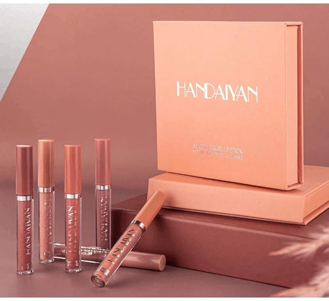 6Pcs Matte Liquid Lipstick Set Waterproof Long Lasting Non-Stick Cup Not Fade Makeup Liquid Set Moist Lip Gloss Lipgloss for Women # A